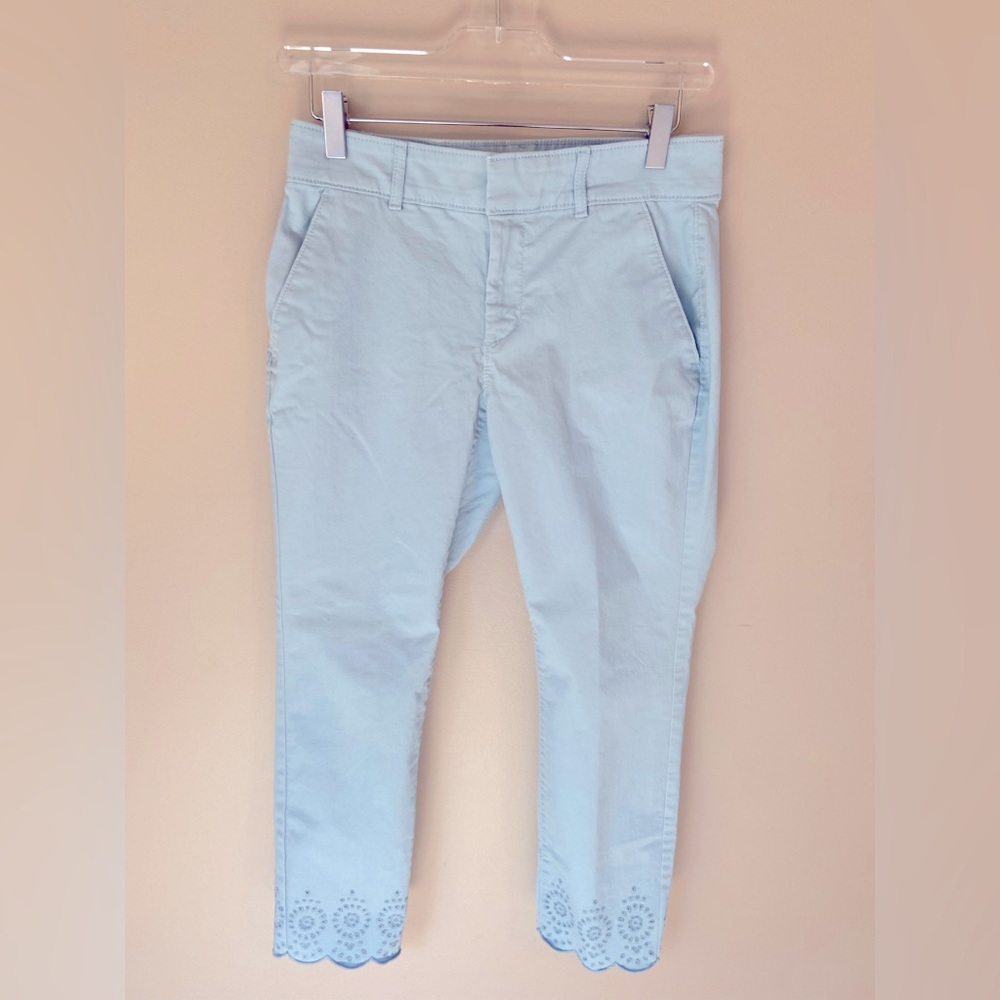 Loft Scalloped Hem Cropped Pants in baby blue | Sz 2P